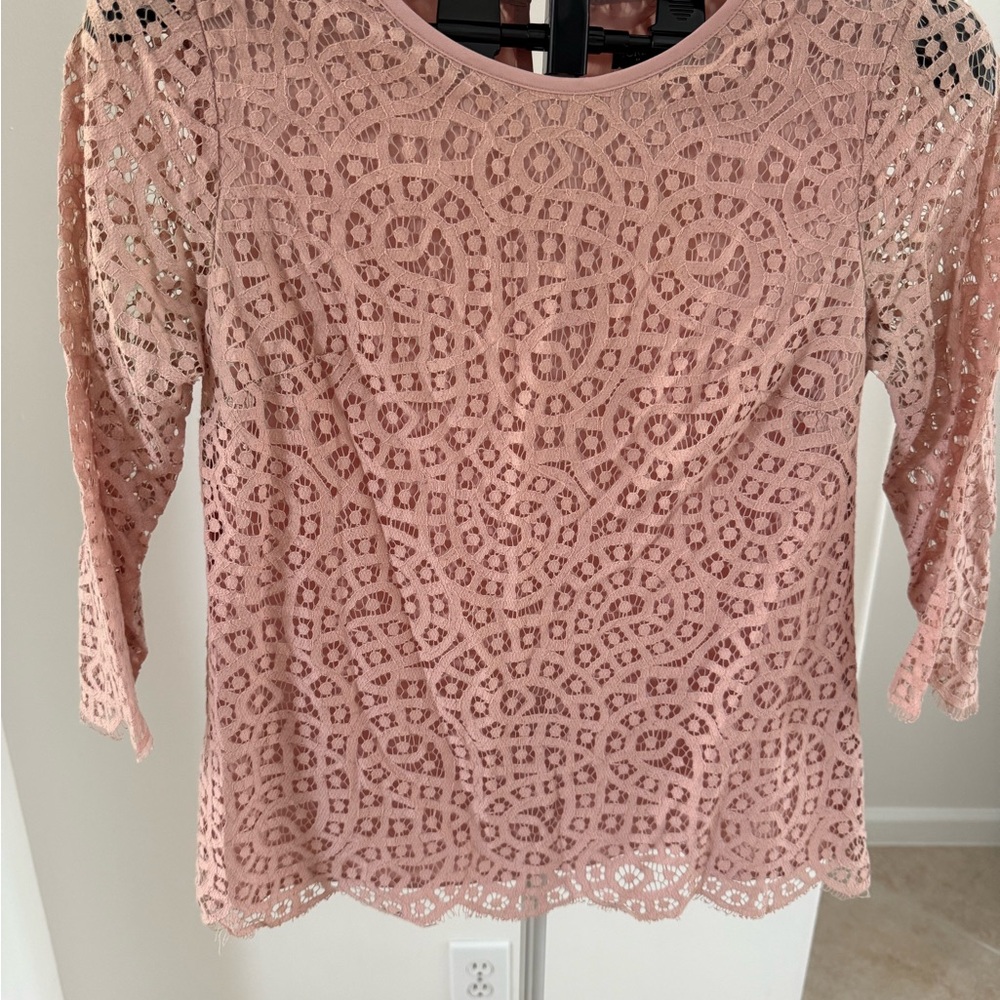 J. Crew Blush Lace Blouse